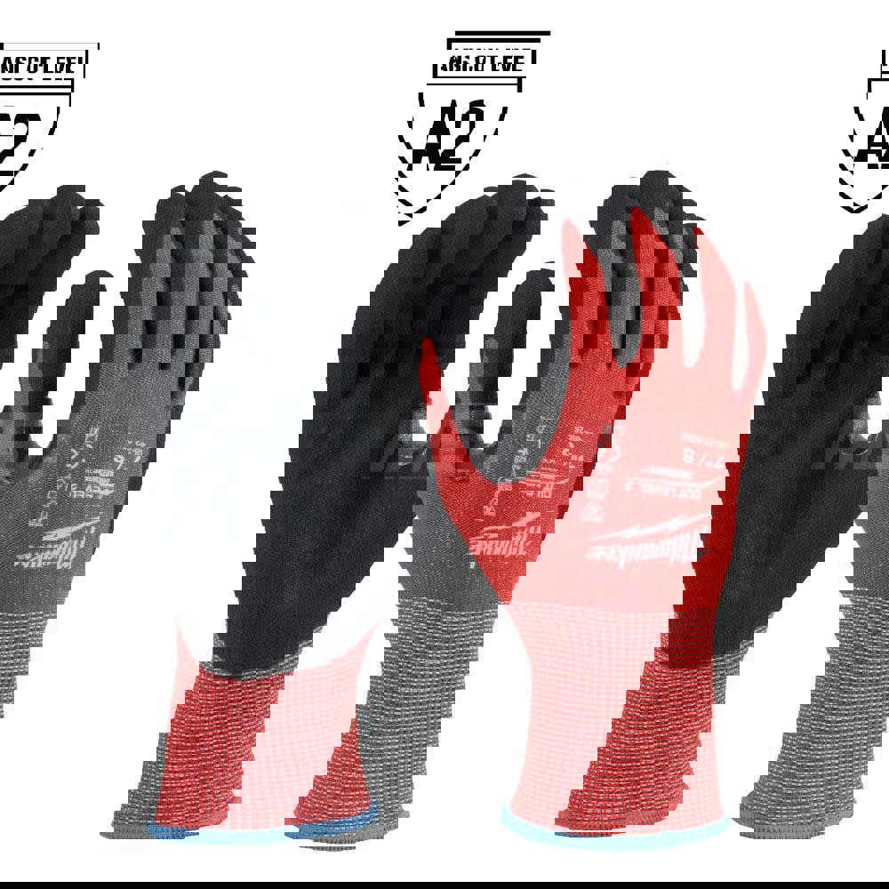 Cut, Puncture & Abrasive-Resistant Gloves: Size S, ANSI Cut A2, ANSI Puncture 0, Nitrile, Nylon